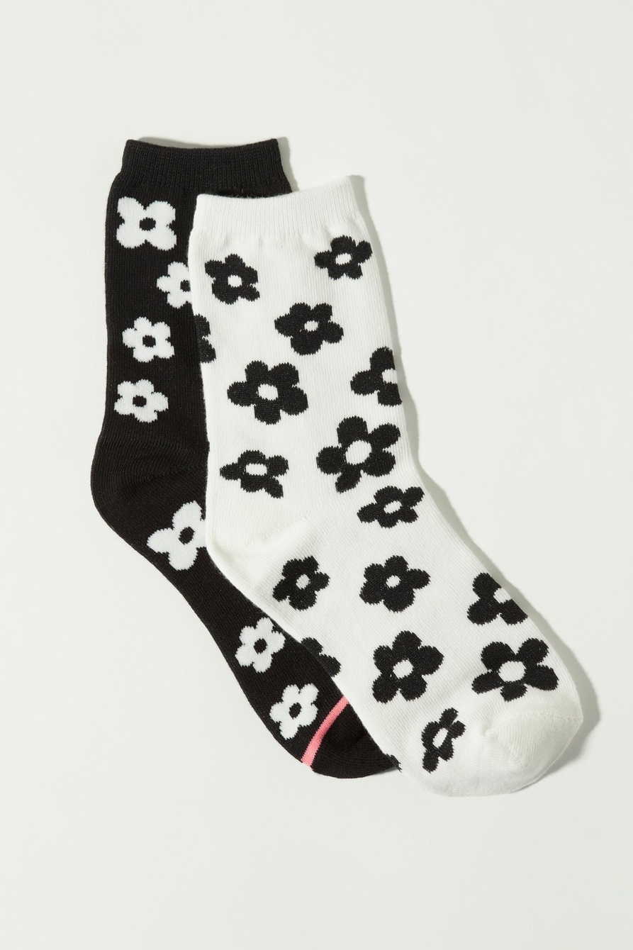 retro flower crew sock pack